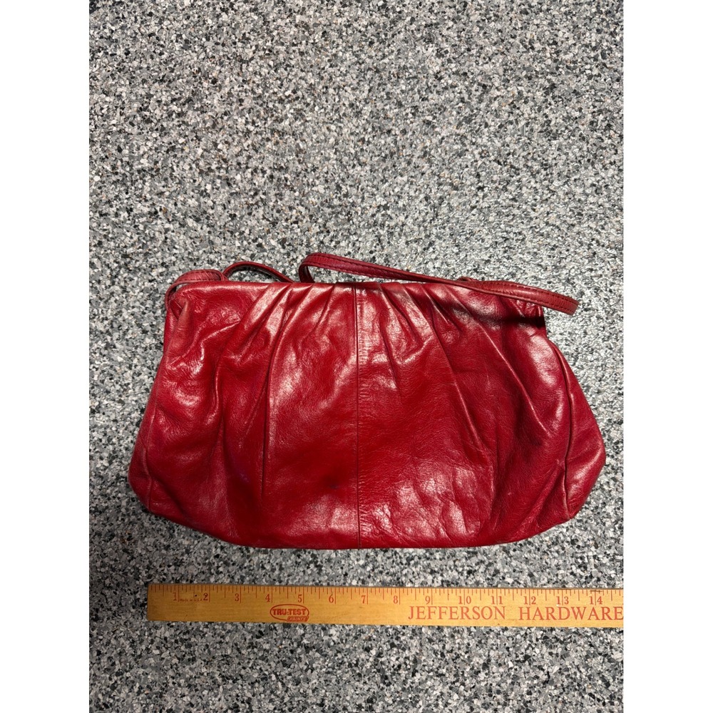 Hobo International Red Leather Pleated Frame Crossbody Bag Vintage Style